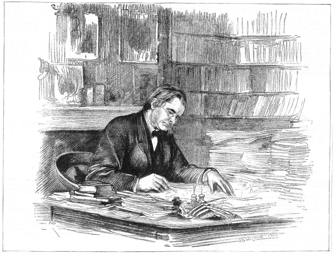 Thomas Henry Huxley, britischer Biologe, an seinem Schreibtisch, 1882-1883 von Unbekannt