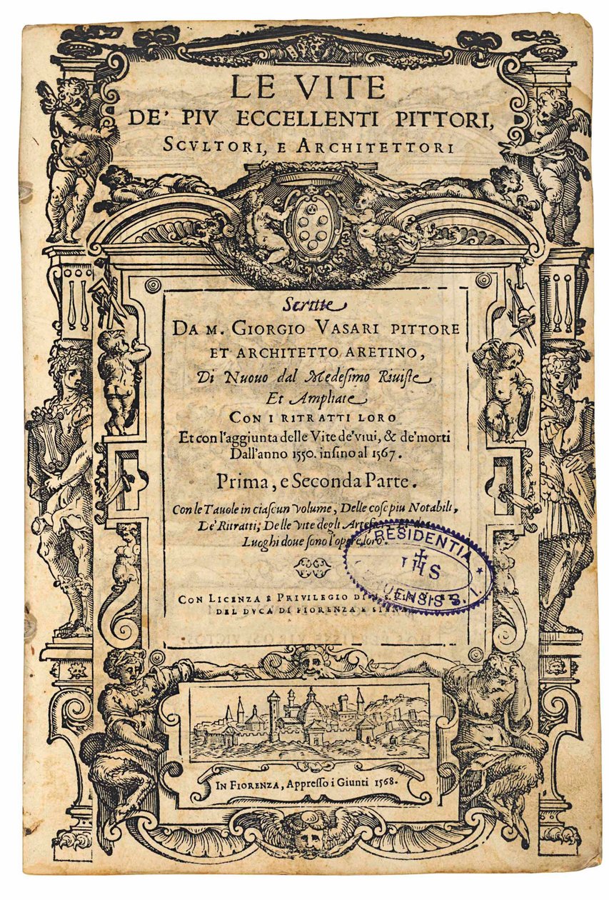 Titelseite aus: Giorgio Vasari, Die Leben der ausgezeichnetsten italienischen Maler, Bildhauer, 1568 von Unbekannt