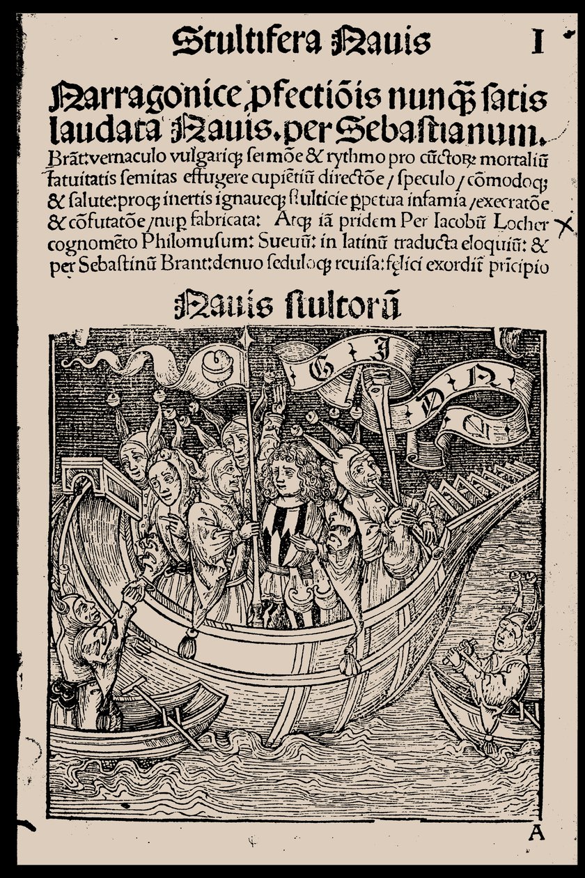 Titelseite des Buches Narrenschiff von Sebastian Brant, 1497 von Unbekannt