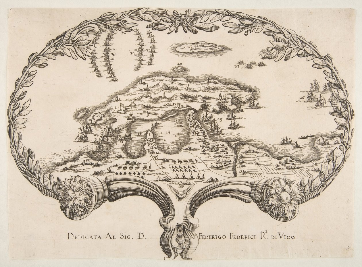 Topografischer Plan von Porto Ercole in Form eines Fächers von Unbekannt