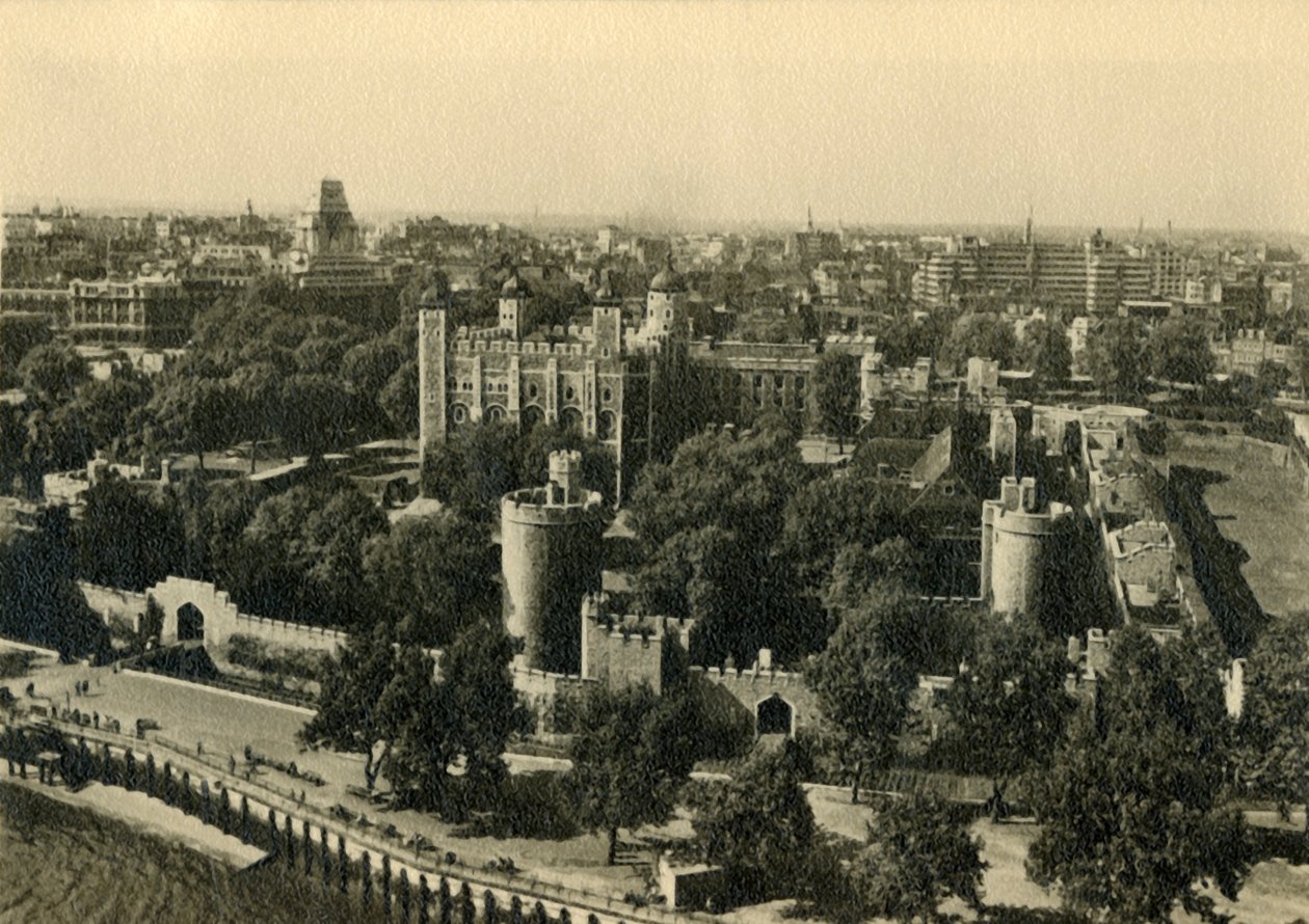 Tower of London. Gesamtansicht von Süden, um 1920 von Unbekannt