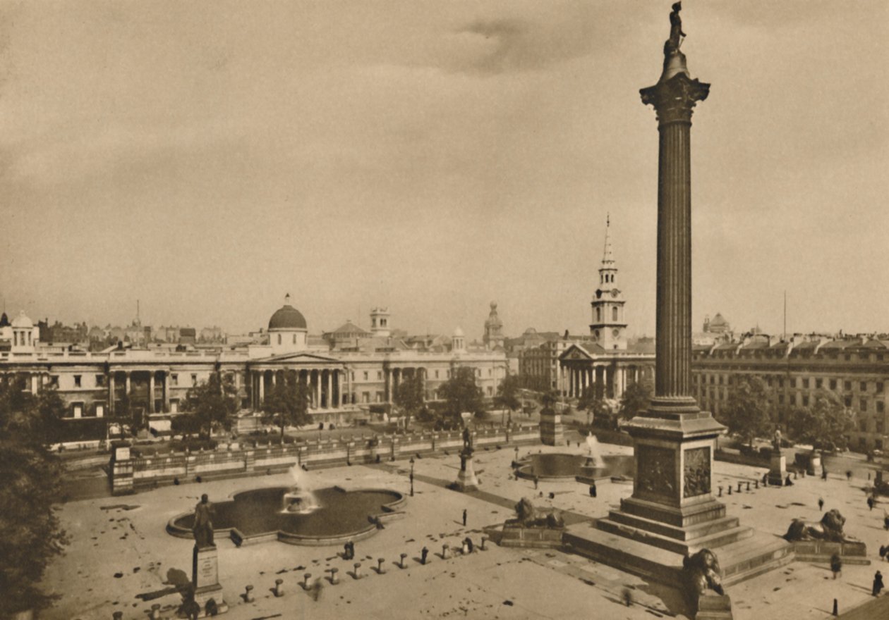 Trafalgar Square. Wo einst die Falken des Königs und die königlichen Pferde gehalten wurden, um 1935 von Unbekannt