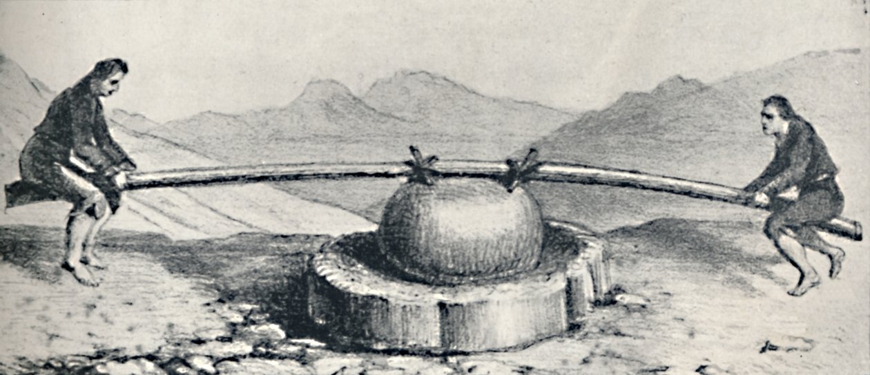 Trapiche oder Mühle, verwendet bei den Lavaderos oder Goldwäschereien, um 1826, 1911 von Unbekannt
