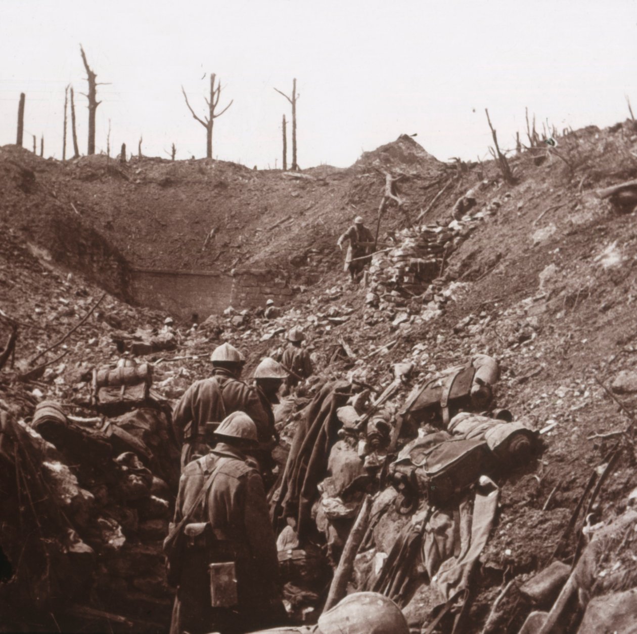 Schützengräben, Fort Vaux, Nordfrankreich, um 1914-1918 von Unbekannt