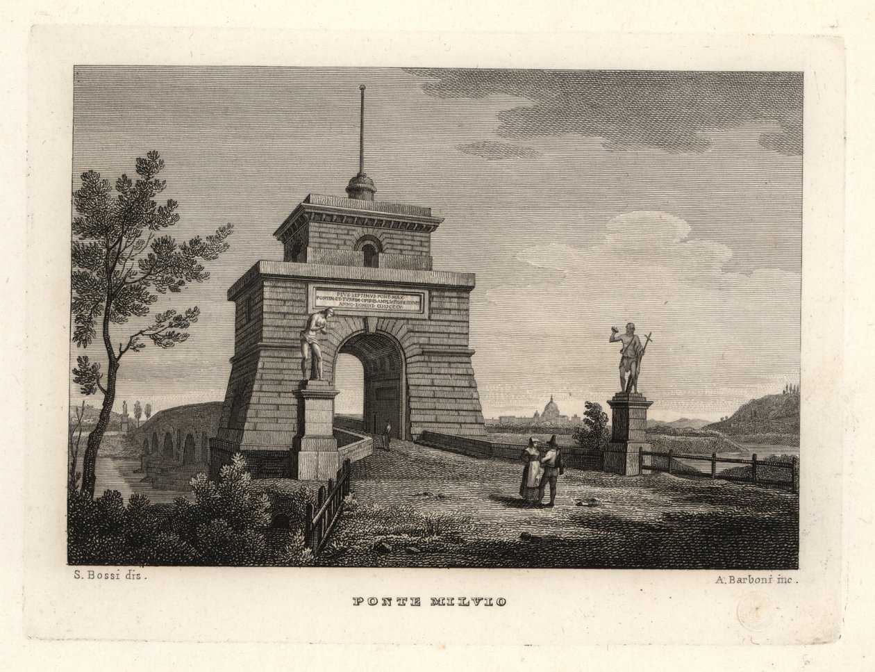 Ansicht der Milvischen Brücke, Ponte Milvio, Rom von Unbekannt