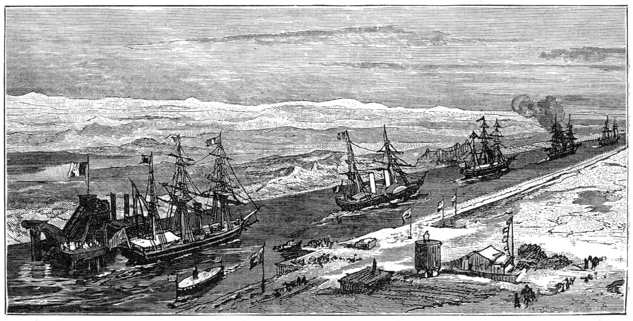Ansicht des Suezkanals, Ägypten, 1900 von Unbekannt