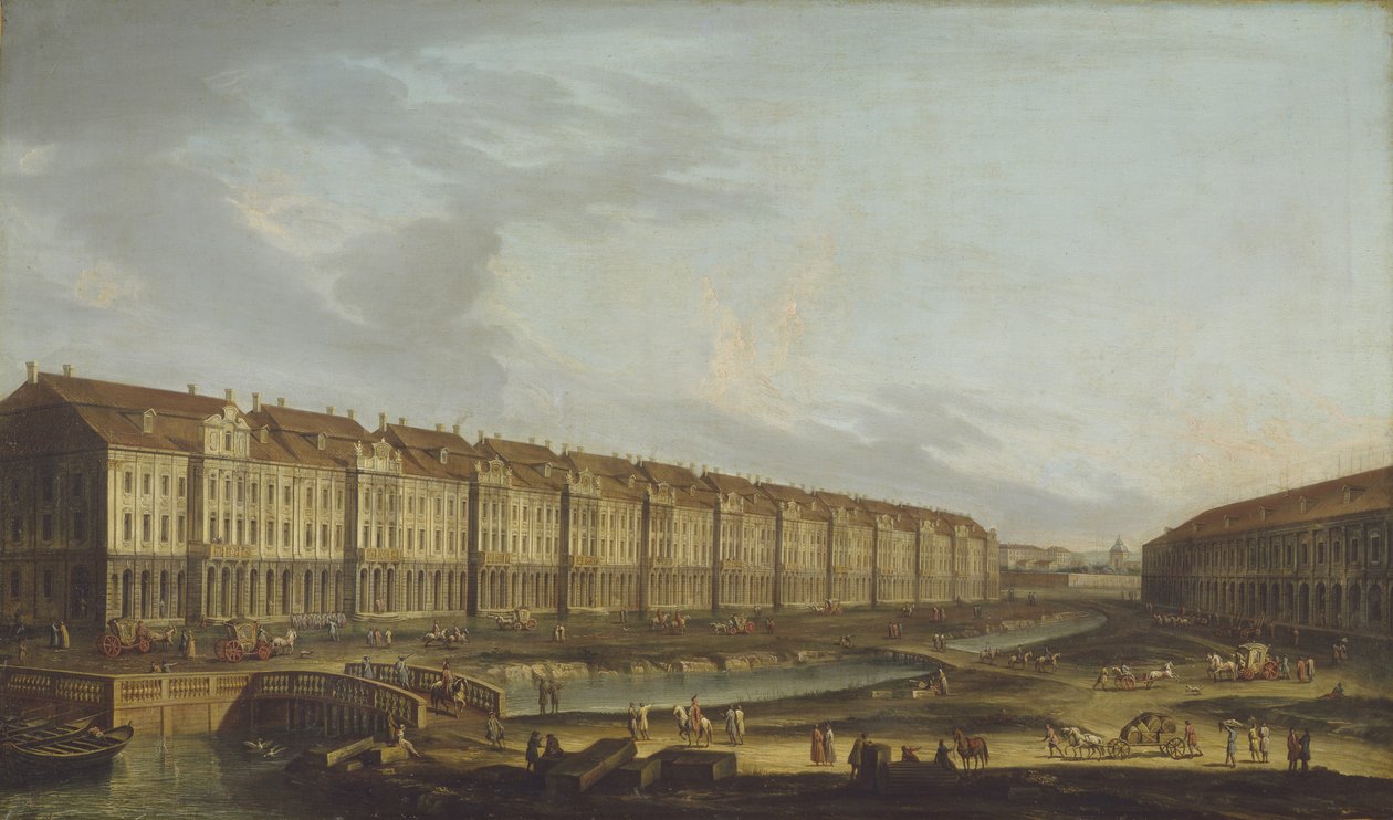 Ansicht des Zwölf-Kollegien-Gebäudes in Sankt Petersburg, Mitte des 18. Jahrhunderts von Unbekannt