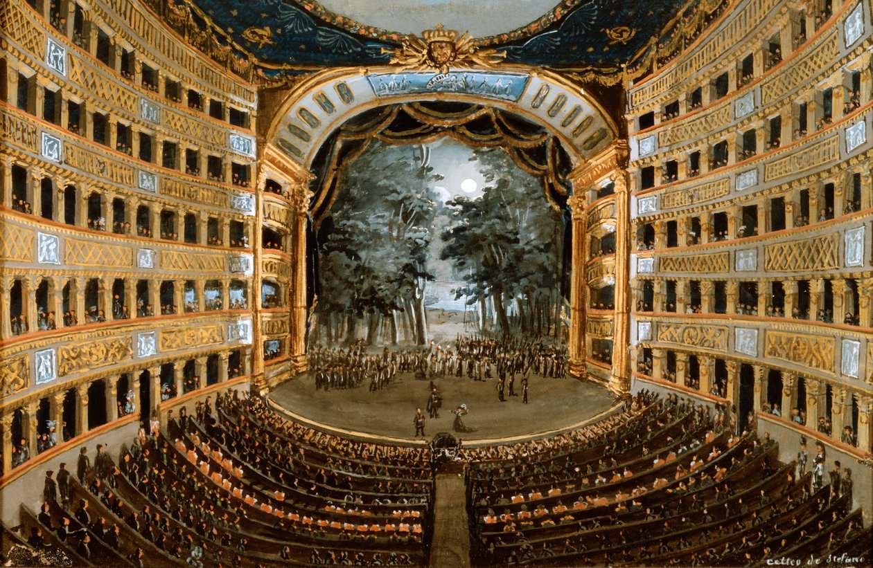 Ansicht des Inneren des Teatro San Carlo, Neapel, 19. Jahrhundert von Unbekannt
