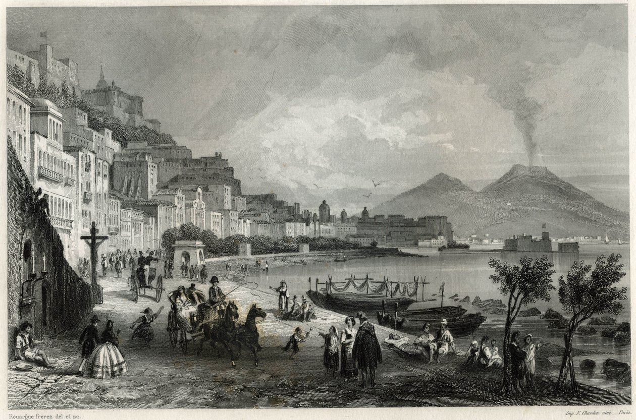 Ansicht des Hafens und der Stadt Neapel im 19. Jahrhundert, im Buch über das Mittelmeer von Louis Enault (1824-1900), einem französischen Journalisten und Reisenden von Unbekannt