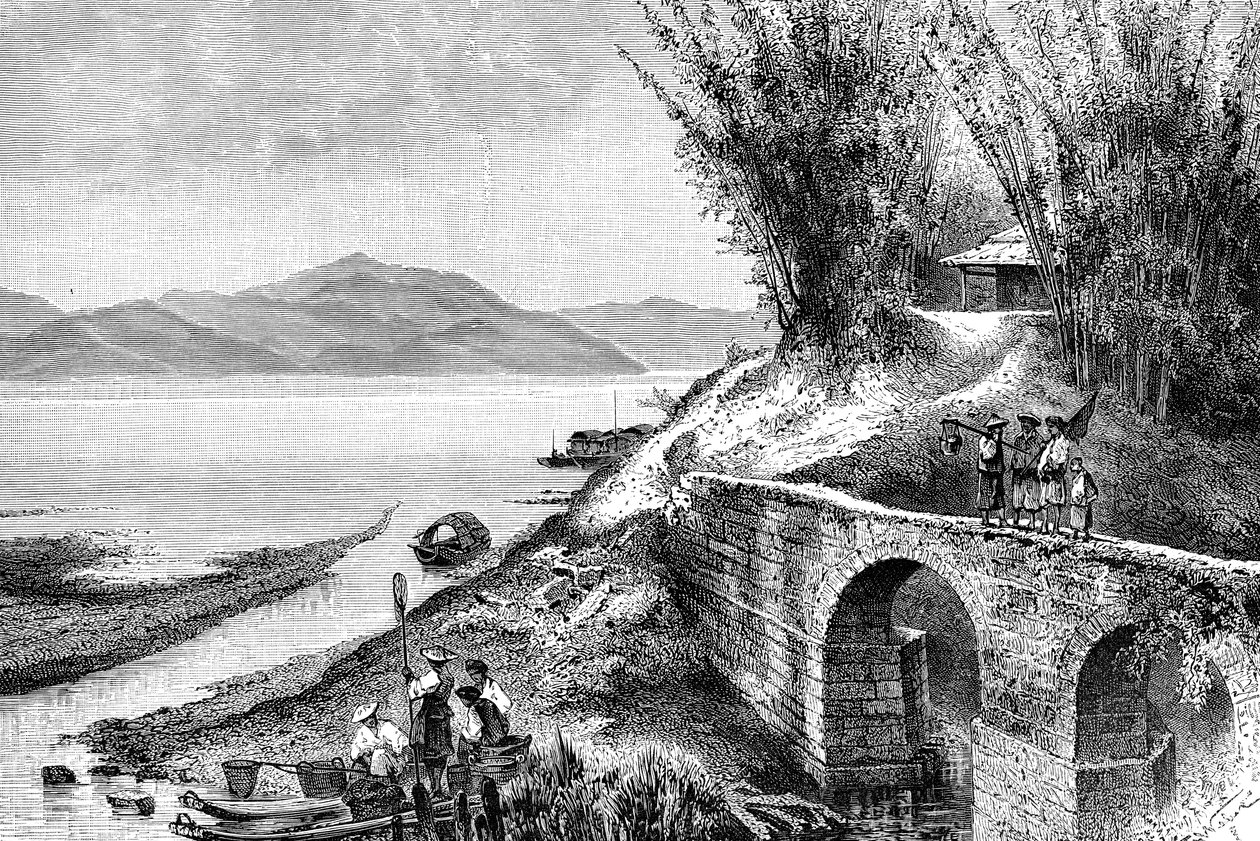 Blick auf den oberen Yang-Tze-Kiang, um 1890 von Unbekannt