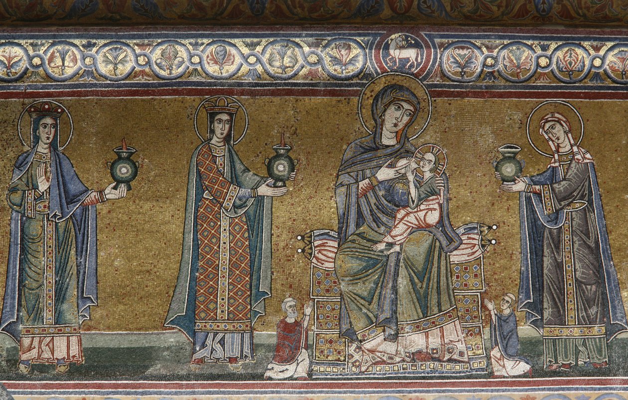 Mosaik der Jungfrau und des Kindes in der Kirche Santa Maria in Trastevere, Rom, Italien von Unbekannt
