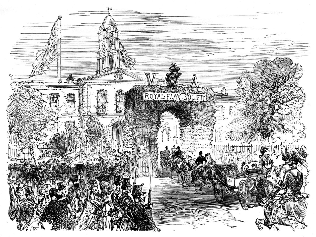 Besuch der Königin und Prinz Albert in der Linen Hall, Belfast, ca. 1850er, ca. 1888 von Unbekannt