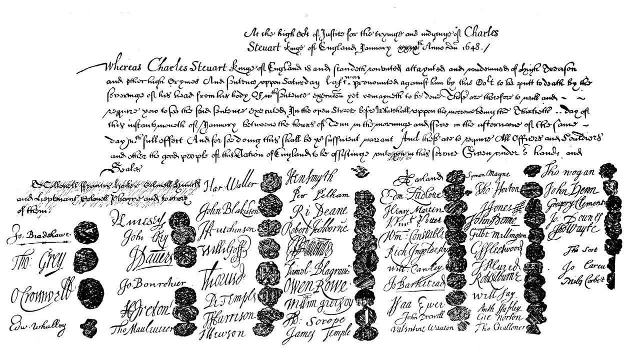 Befehl zur Hinrichtung von König Charles, 1648, 1909 von Unbekannt