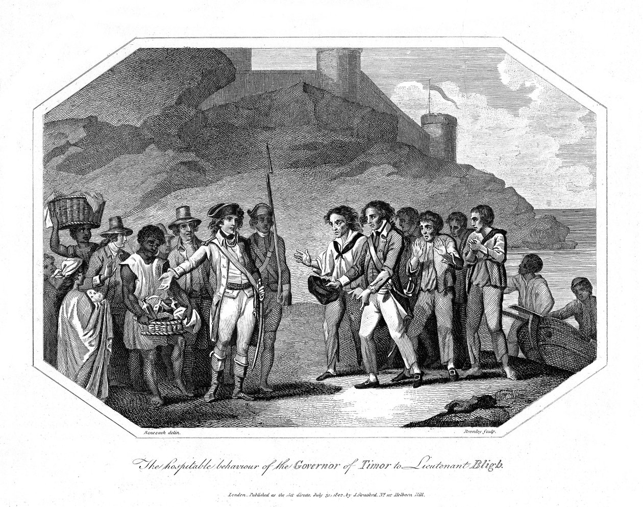William Bligh, britischer Marineoffizier, empfangen vom Gouverneur von Timor, 14. Juni 1789, 1802 von Unbekannt