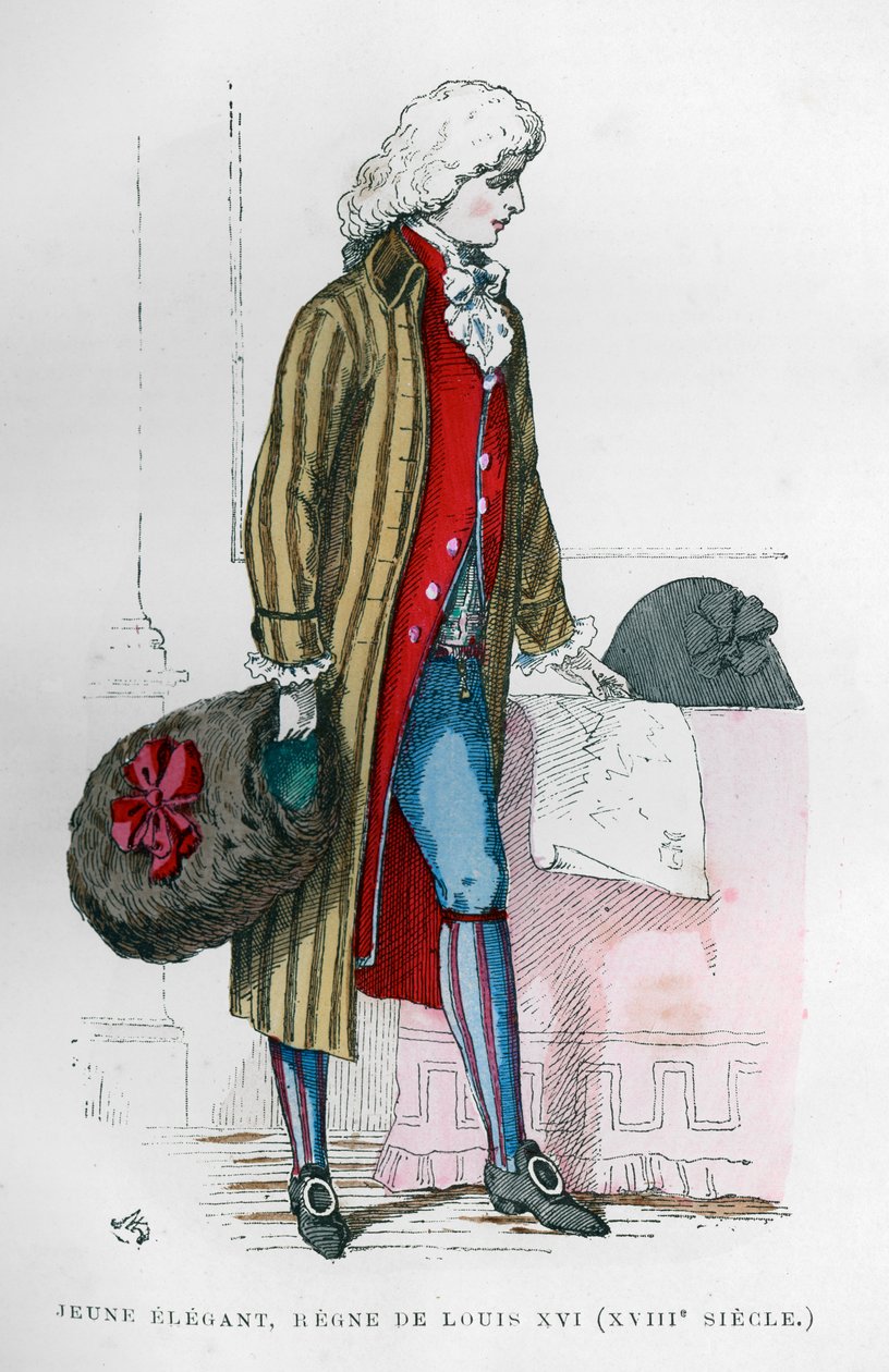 Junger Dandy im Kostüm der Regierungszeit von Ludwig XVI., 18. Jahrhundert 1882-1884 von Unbekannt