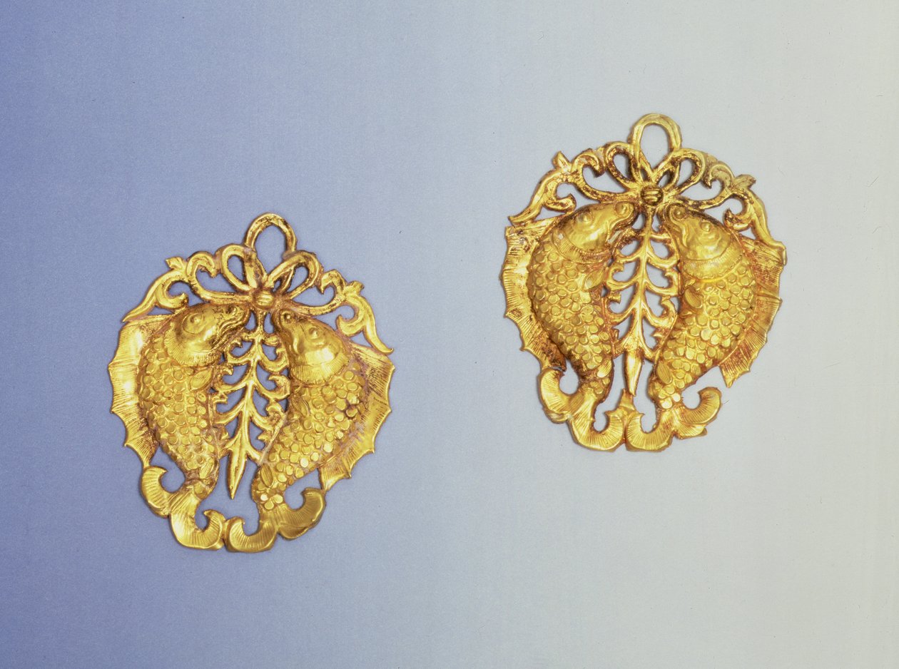 Chinesische Anhänger, 17 Karat vergoldet, Tang-Dynastie, 618-907 n. Chr. von Unbekannt Unbekannt