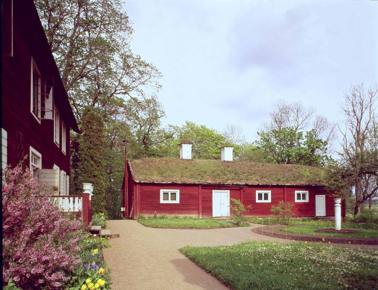 Grasdach-Werkstatt am Haus von Carl Linnaeus, Hammarby, Uppsala, Schweden von Unbekannt Unbekannt