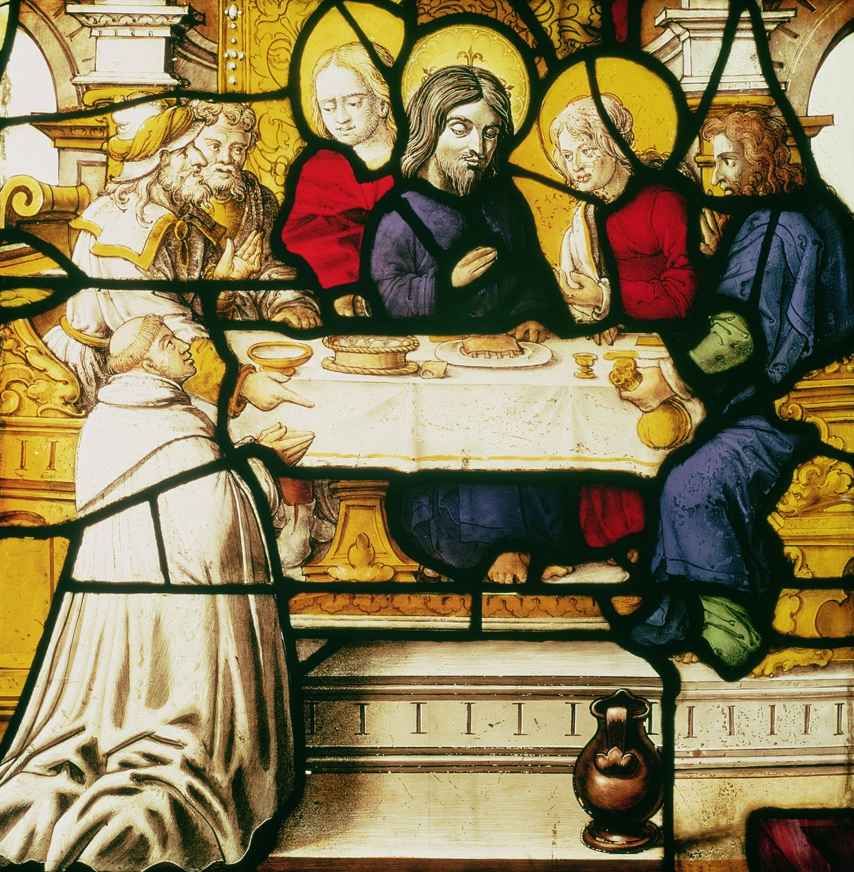 Tafel, die den heiligen Andreas beim Abendmahl in Emmaus darstellt von Unbekannt Unbekannt
