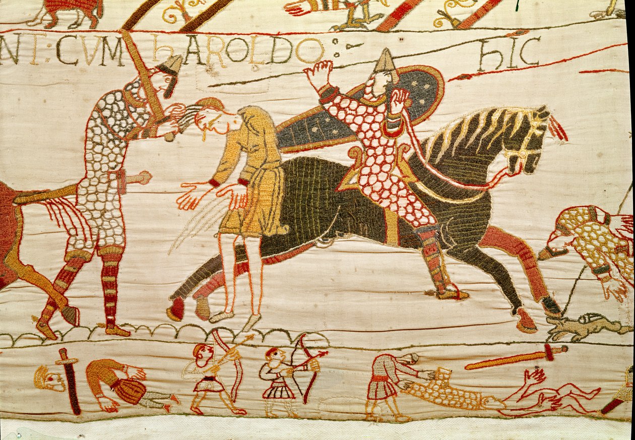 Die Normannen töten Harolds Männer, Teppich von Bayeux von Unbekannt Unbekannt