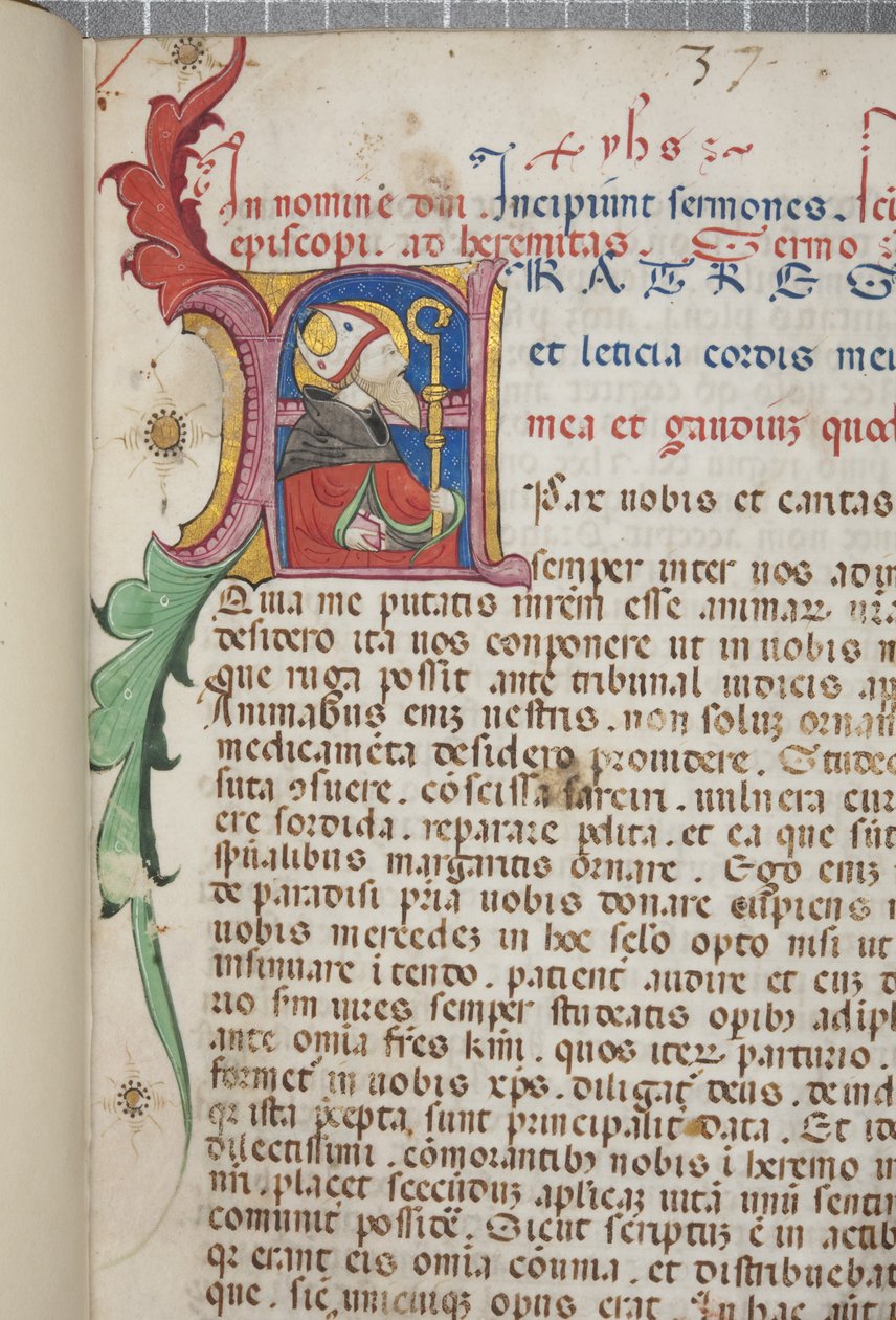 Pseudo-Augustinus, Sermones ad fratres in eremo, Fol 1, Detail, ca. 1350 von Unbekannt Unbekannt