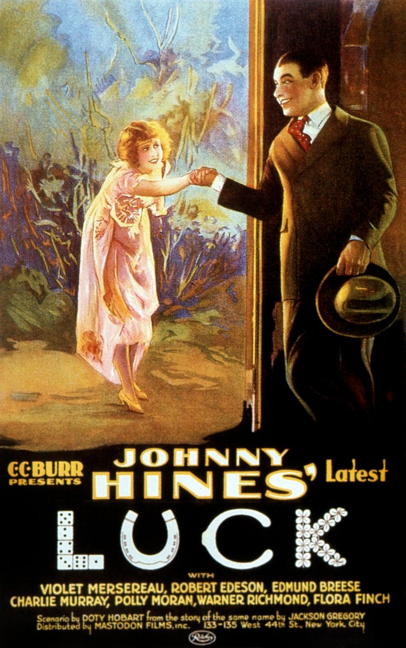 Plakat des Films Luck von Doty Hobart mit Johnny Hines 1923 Stummfilm von Unbekannt