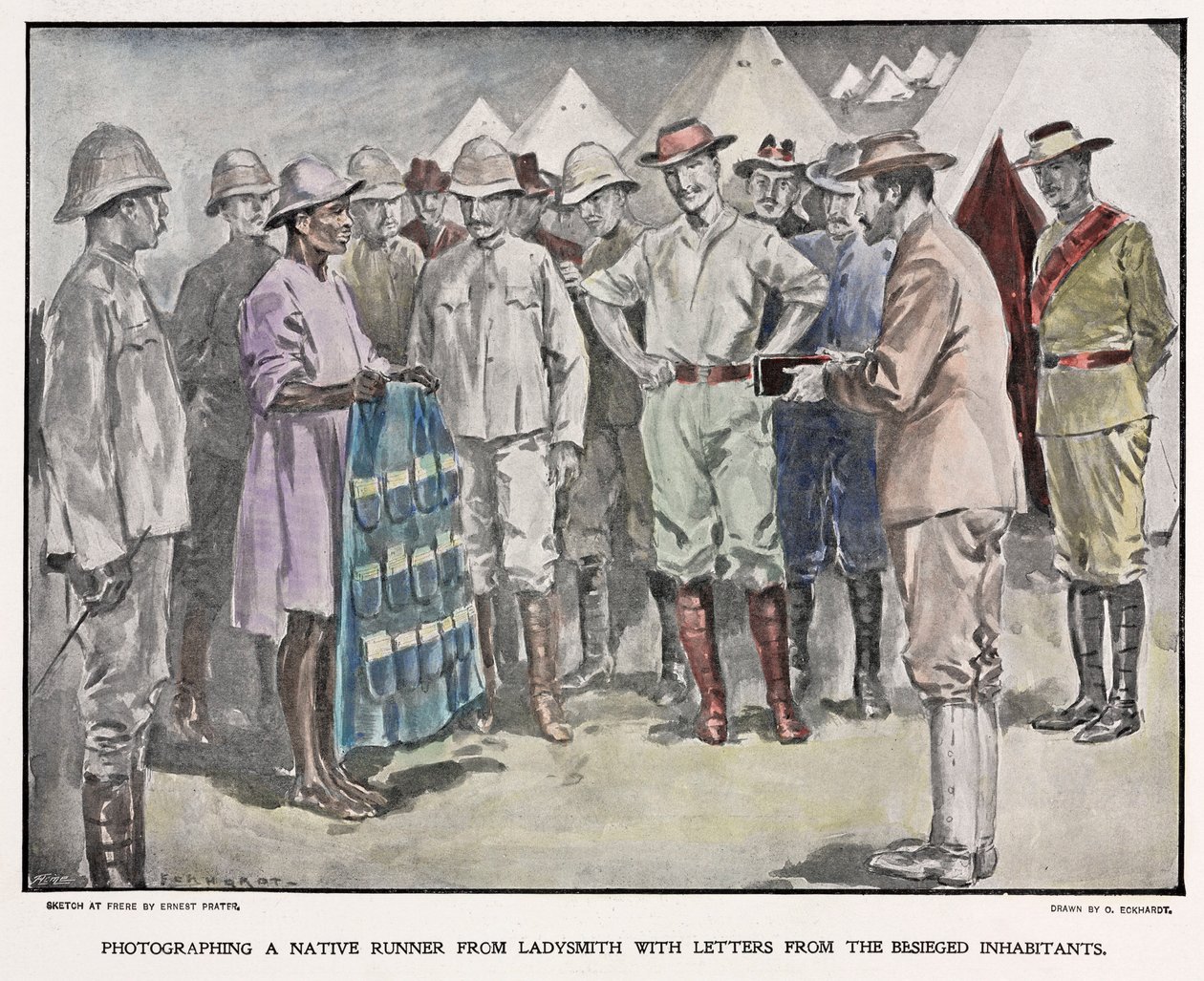 Afrikaner übergibt Briefe an britische Soldaten während des Burenkriegs, um 1900 von Unbekannt