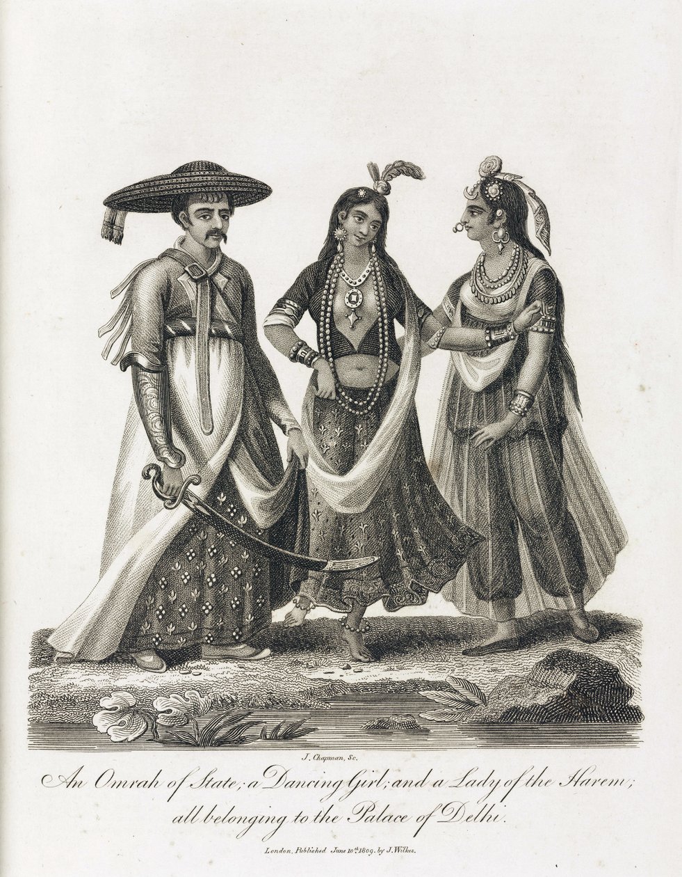 Ein Omrah des Staates; ein tanzendes Mädchen; und eine Dame des Harems, Indien von Unbekannt
