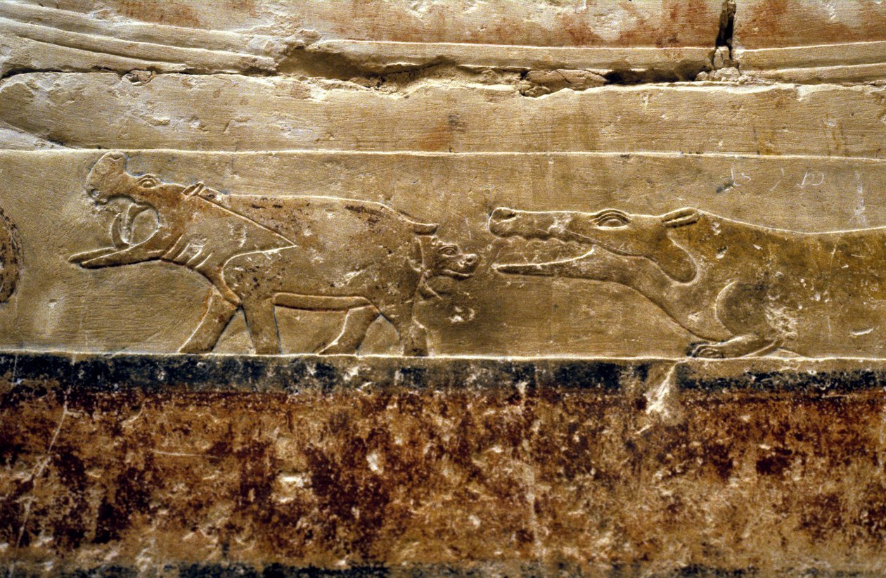 Detail, das Flusspferde darstellt von Leopold Blonder