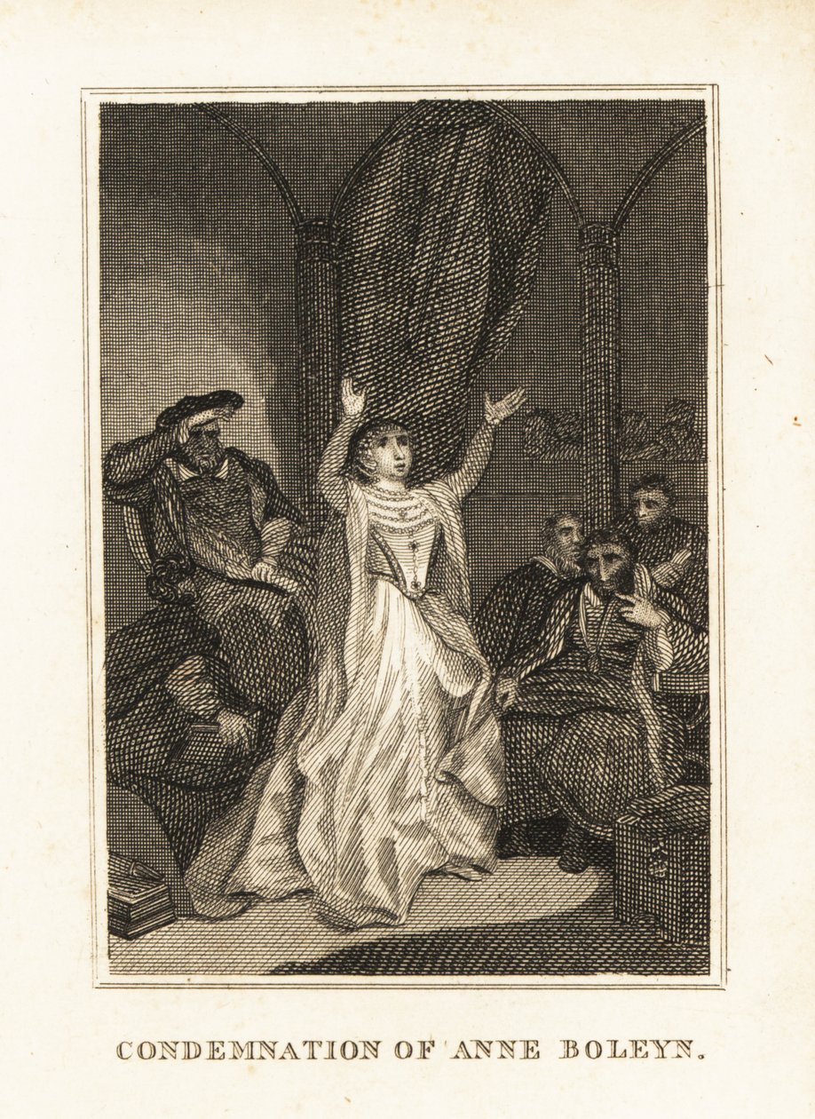 Anne Boleyn von Heinrich VIII. 1536 des Ehebruchs beschuldigt. 1836 (Gravur) von Unbekannter Künstler