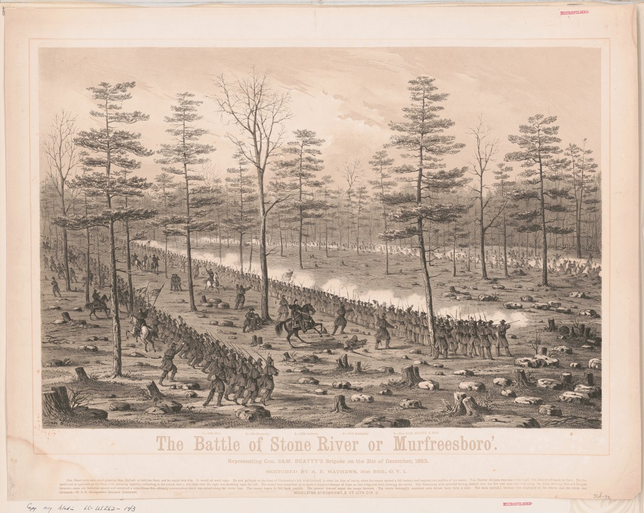 Schlacht am Stone River oder die Schlacht von Murfreesboro, 31. Dezember von Unbekannt
