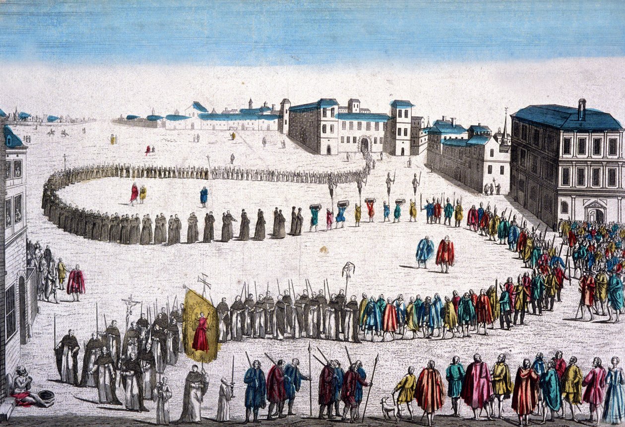 Große Prozession der Inquisition in Lissabon, französische Gravur von Unbekannter Künstler