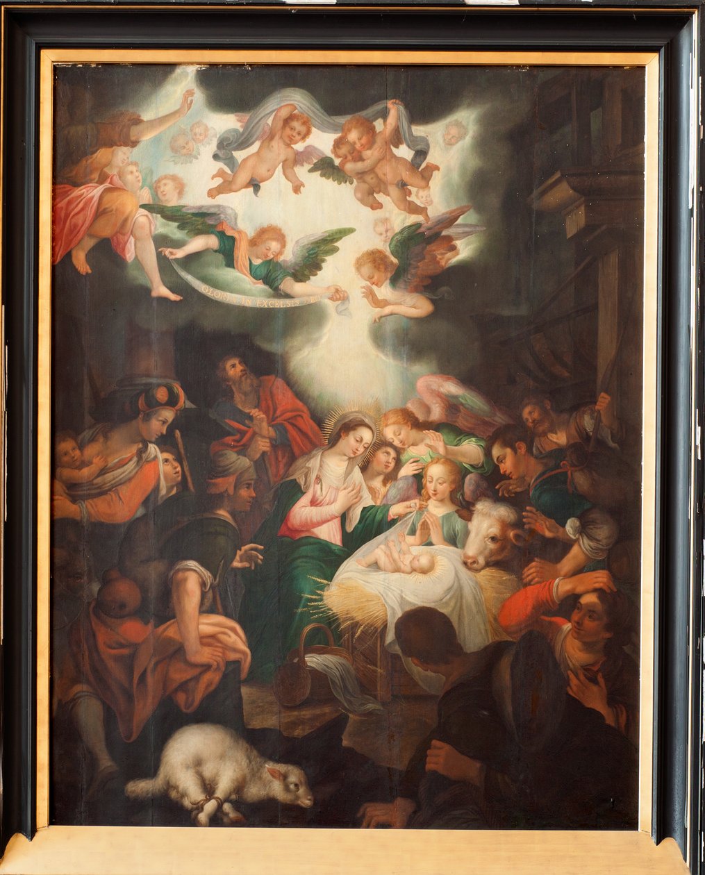 Basilika Notre-Dame de Tongre. Innenansicht. Triptychon. Die Geburt. von Unbekannter Künstler