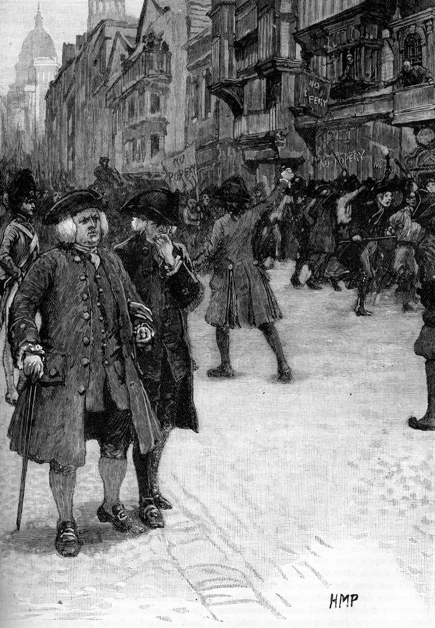 Dr. Samuel Johnson betrachtet die Gordon-Unruhen von Unbekannter Künstler