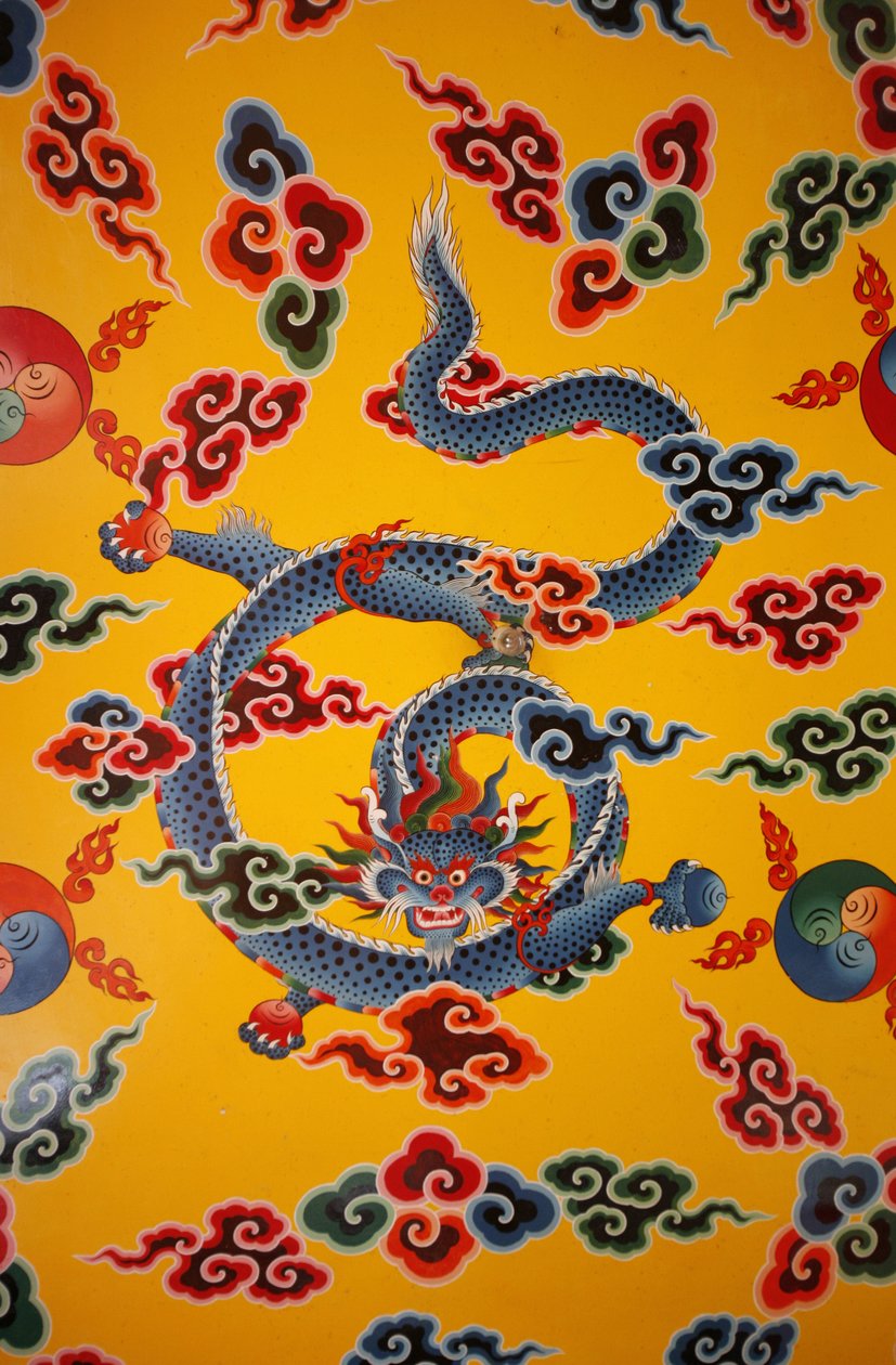 Drachenwandmalerei. Kopan-Kloster, Kathmandu, Nepal von Unbekannt