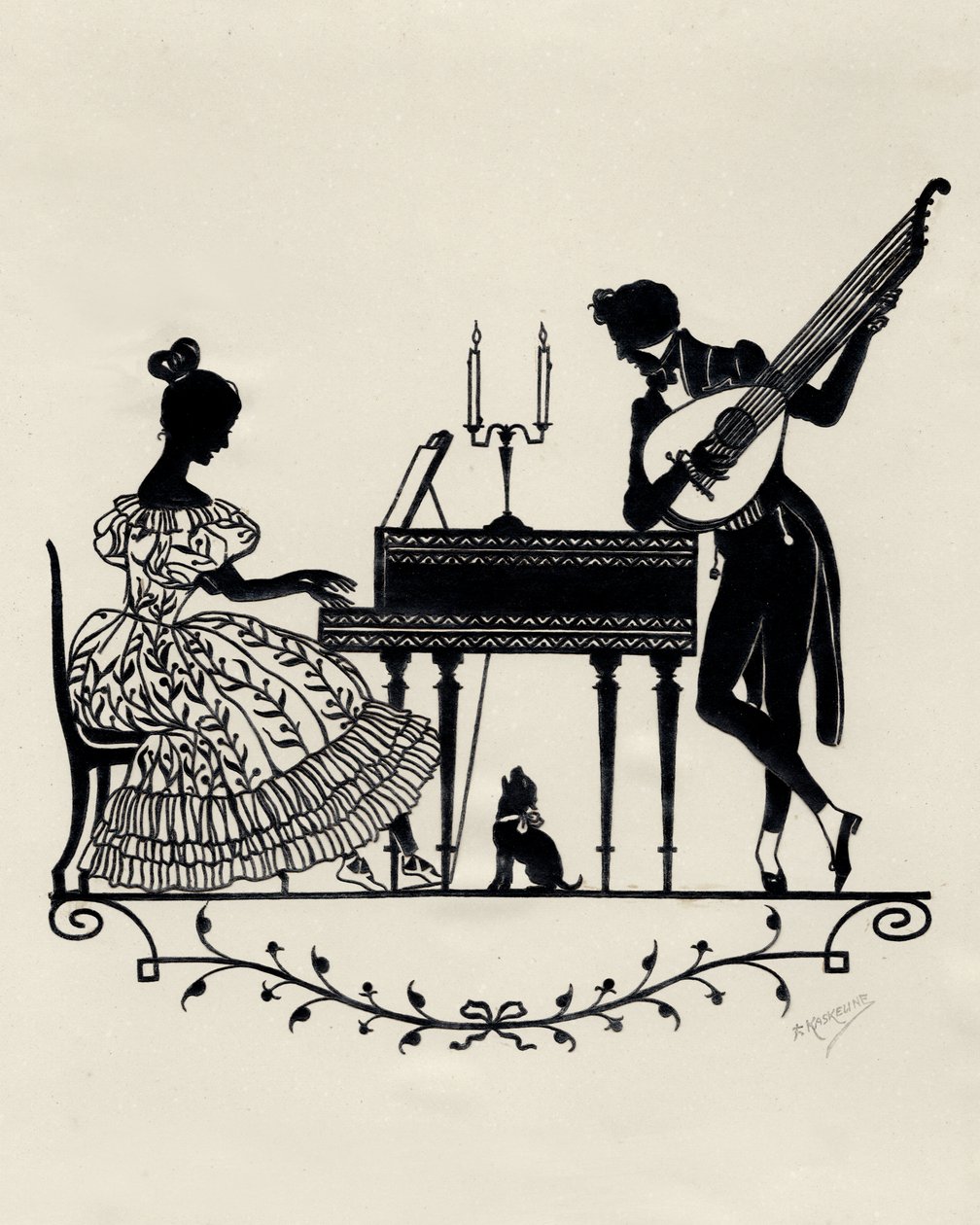 Duo mit Laute-Gitarre und Pianoforte, Wien, ca. 1900 von Unbekannter Künstler