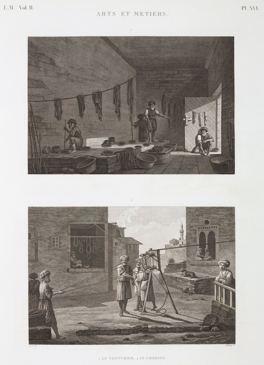 Färberei & Pigmentindustrie Färberei und Seilherstellung, Ägypten, ca. 1798 von Unbekannt