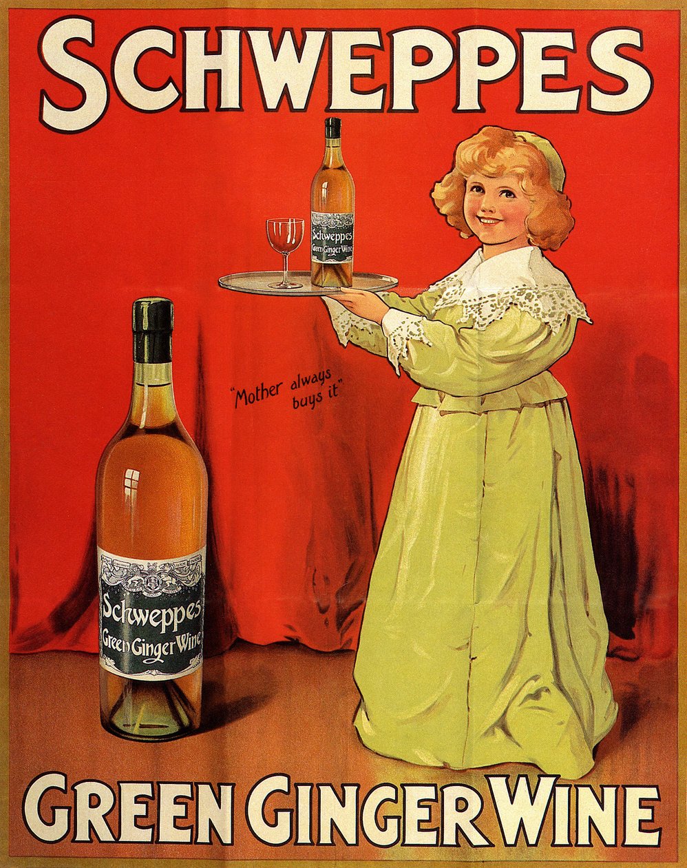 Englisches Werbeplakat für "Schweppes Green Ginger Wine" Erfrischungsgetränke von Unbekannter Künstler