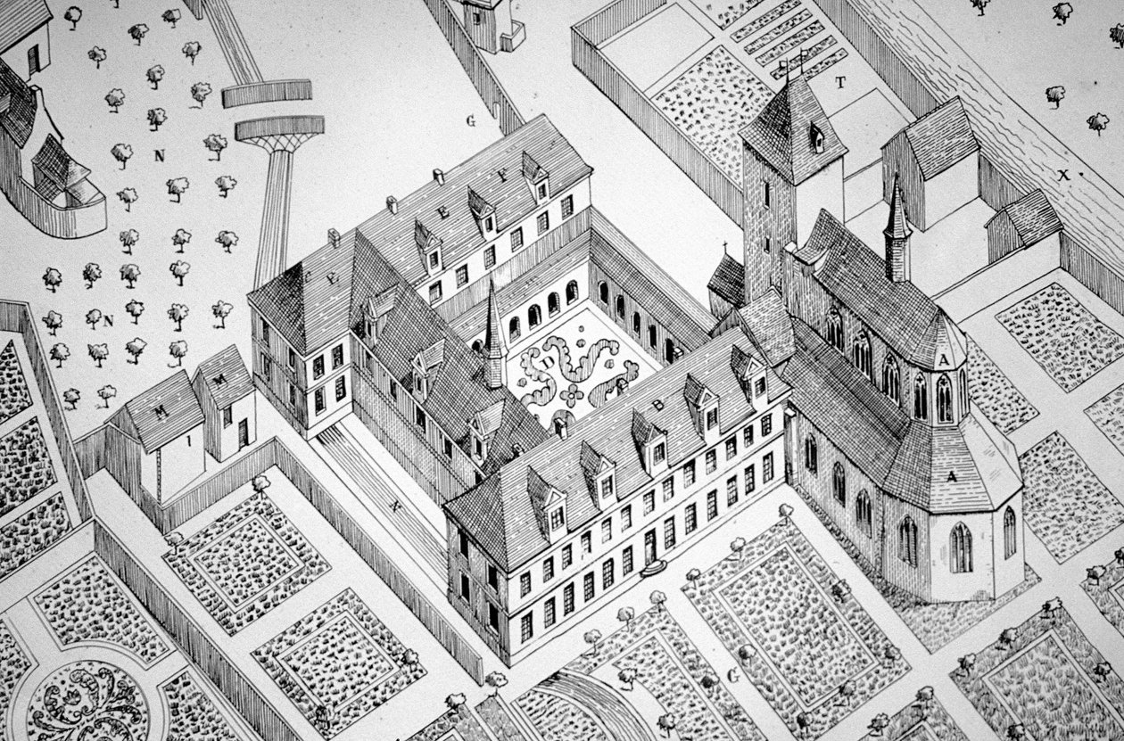 Frankreich - Orne - Département 61 - Lonlay - Gravur der Abtei von Unbekannt