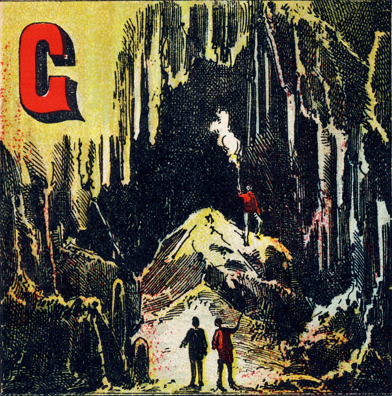G: Grotte. Eine Art natürliche Höhle - Gravur aus Alphabet geographique. Guerin-Muller et Cie, Verleger, Paris von Unbekannt