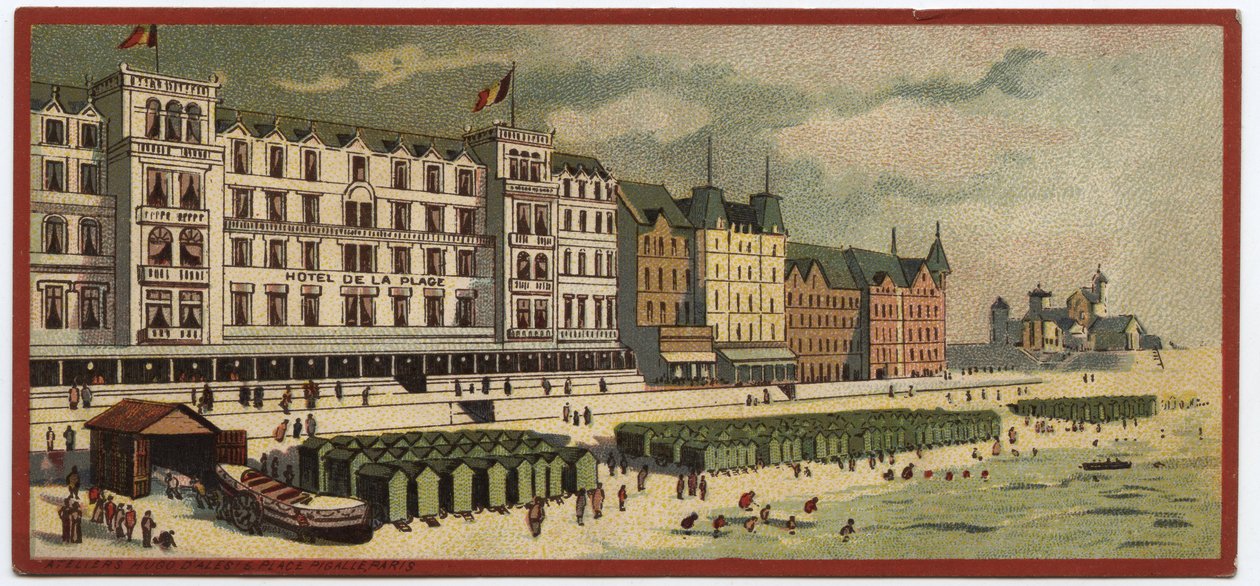 Grand Hotels: Außenansicht des Hotel de la Plage in Ostende, Belgien - Karte einer Serie, die die Hotels der 