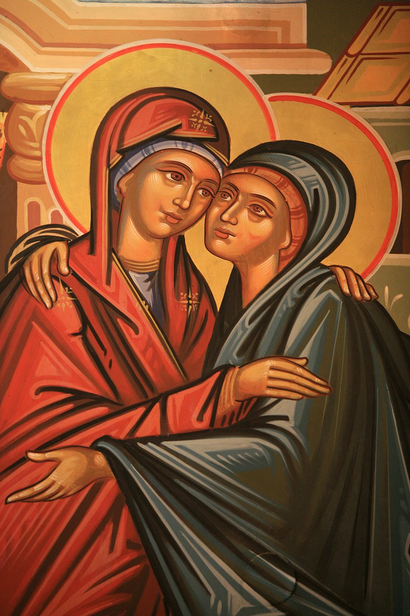 Griechisch-orthodoxe Ikone, die die Heimsuchung darstellt. Thessaloniki, Griechenland von Unbekannt