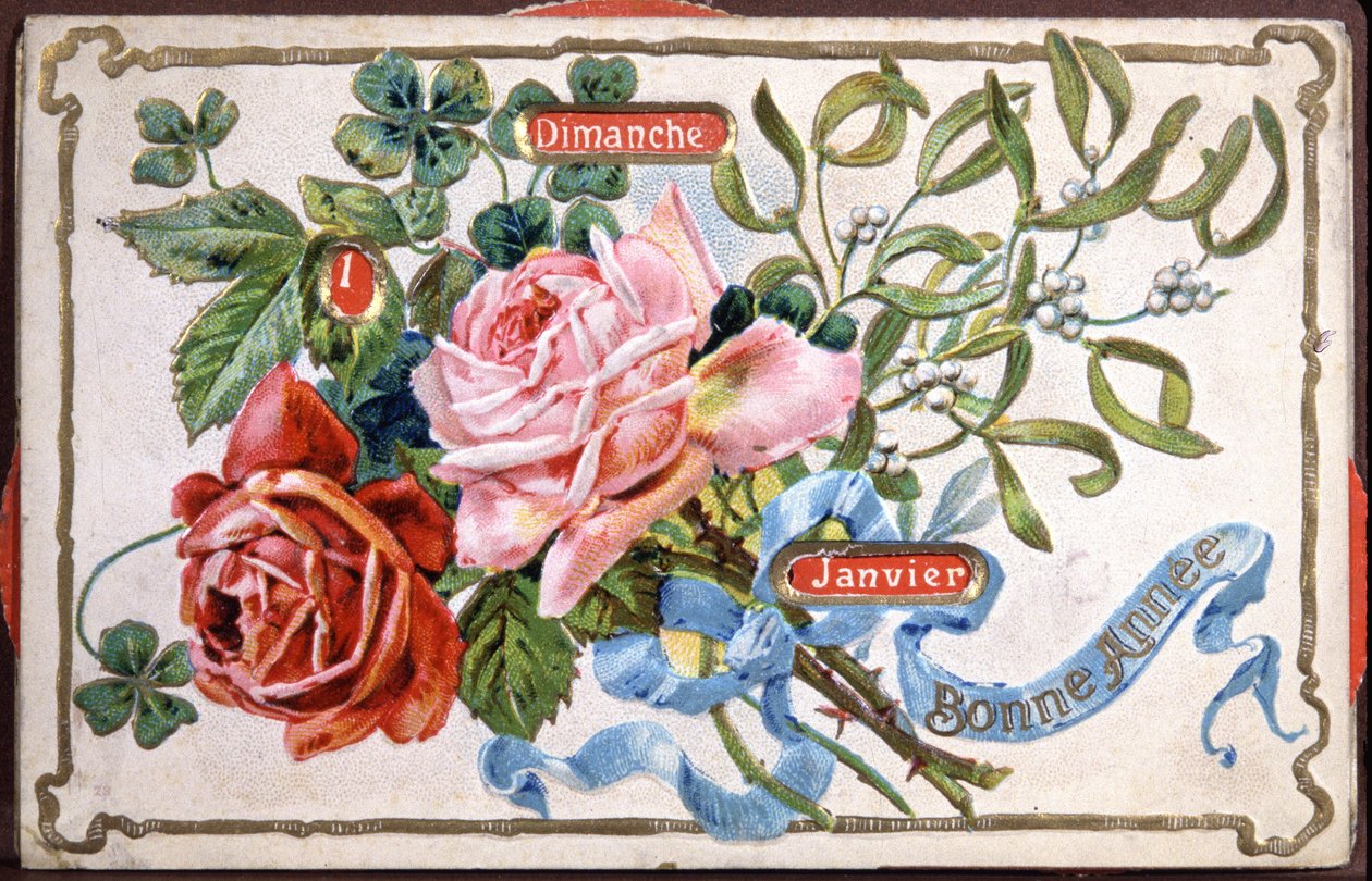 Glückliches Jahr Blumen von Unbekannter Künstler