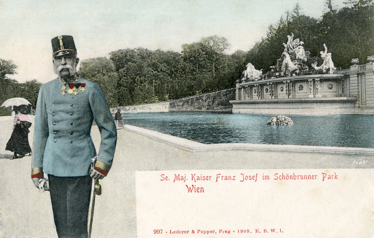 Kaiser Franz Joseph im Schlosspark Schönbrunn von Unbekannter Künstler