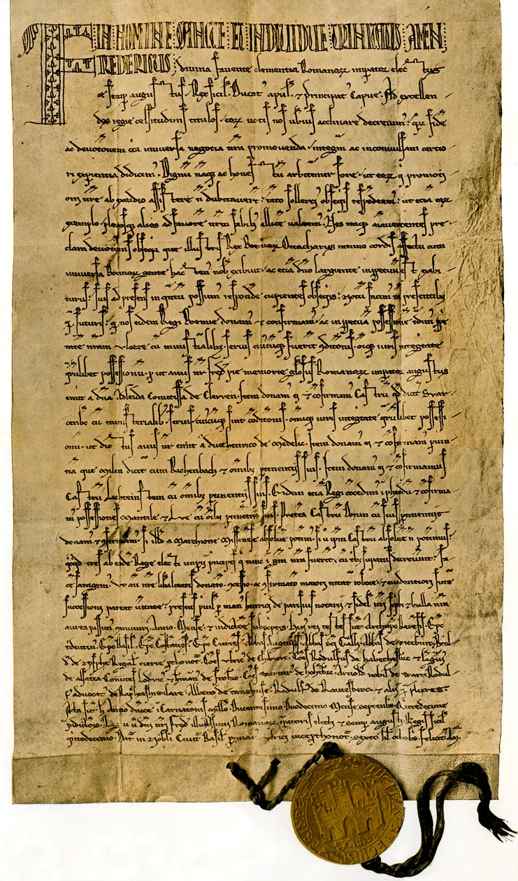 Kaiser Friedrich II. Urkunde vom 26. September 1212 von Unbekannter Künstler