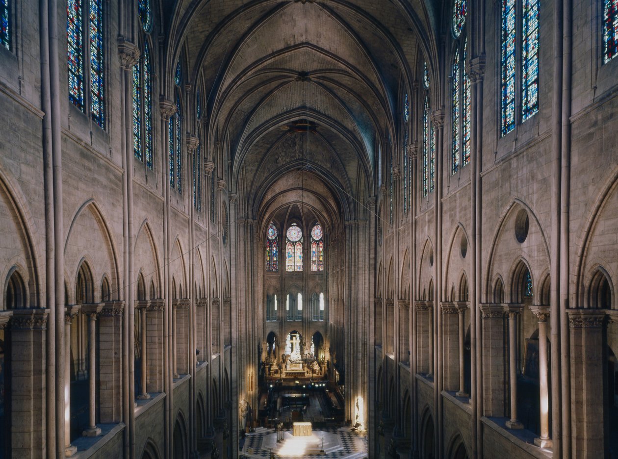 Die Kathedrale Notre Dame de Paris, Paris 4. Bau ab 1160, Restaurierung durch Viollet Le Duc von Unbekannter Künstler