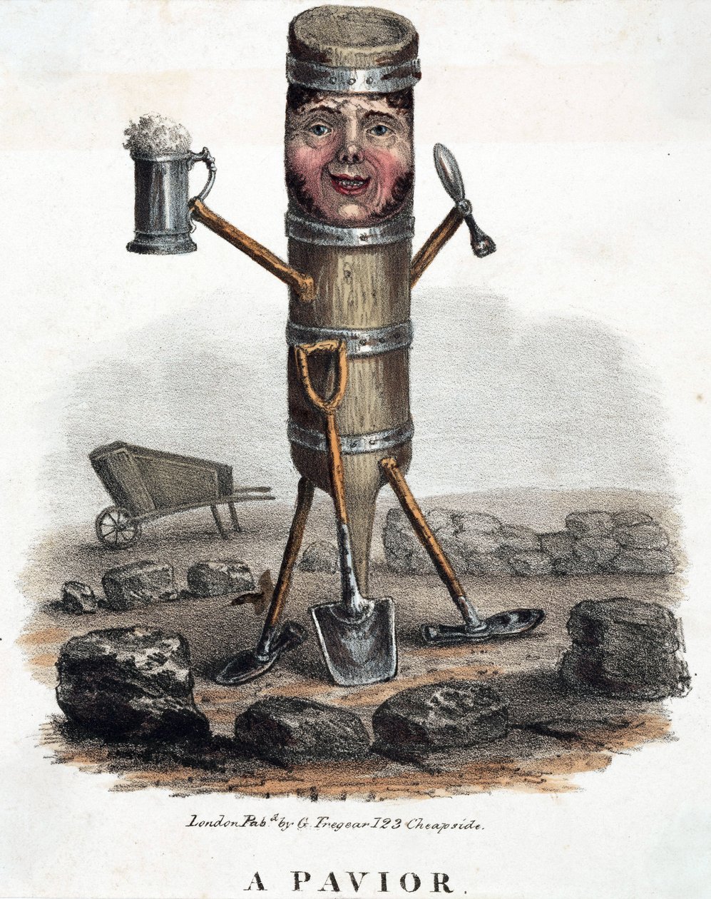 Der Pflasterer, Figur gebaut mit den Werkzeugen seines Handwerks, ca. 1810-1860 von Unbekannt