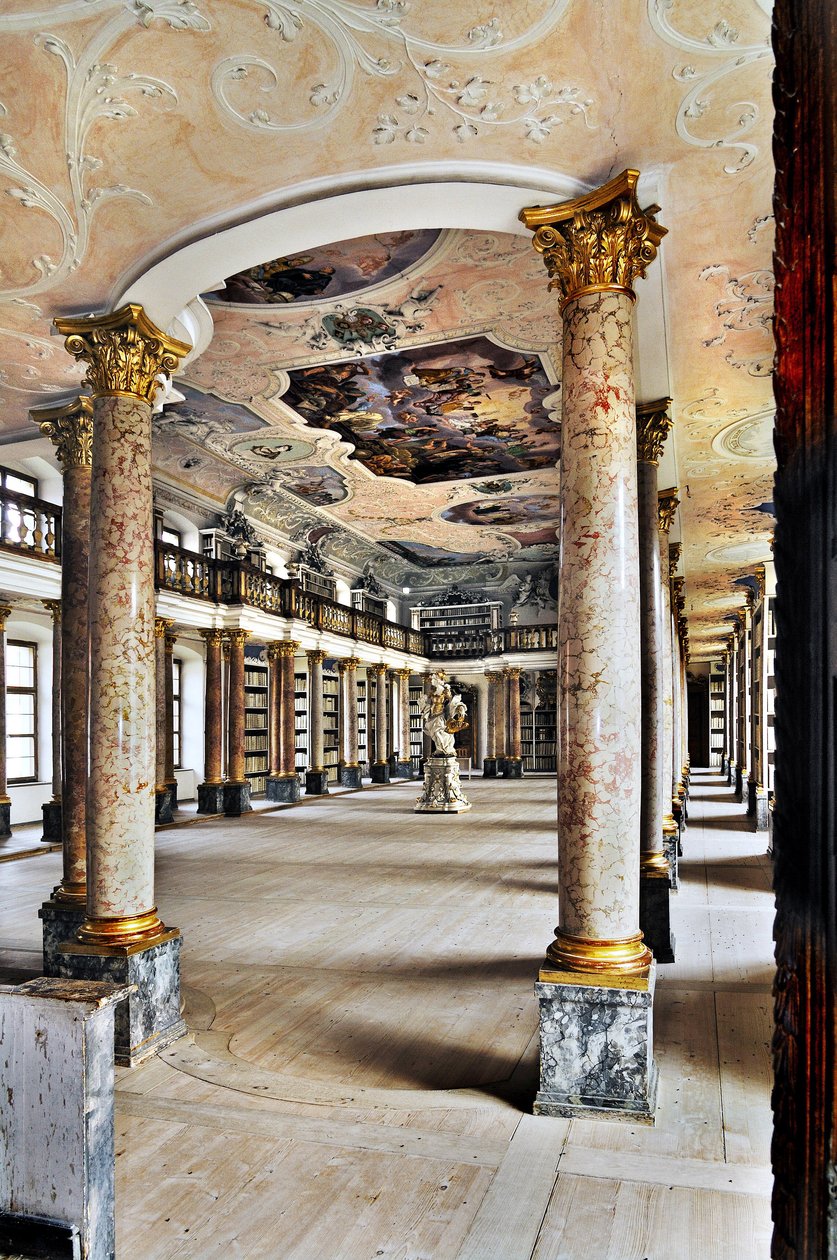 Bibliothek der Benediktinerabtei Ottobeuren, Bayern, Deutschland, Europa. Fotografie von Unbekannter Künstler