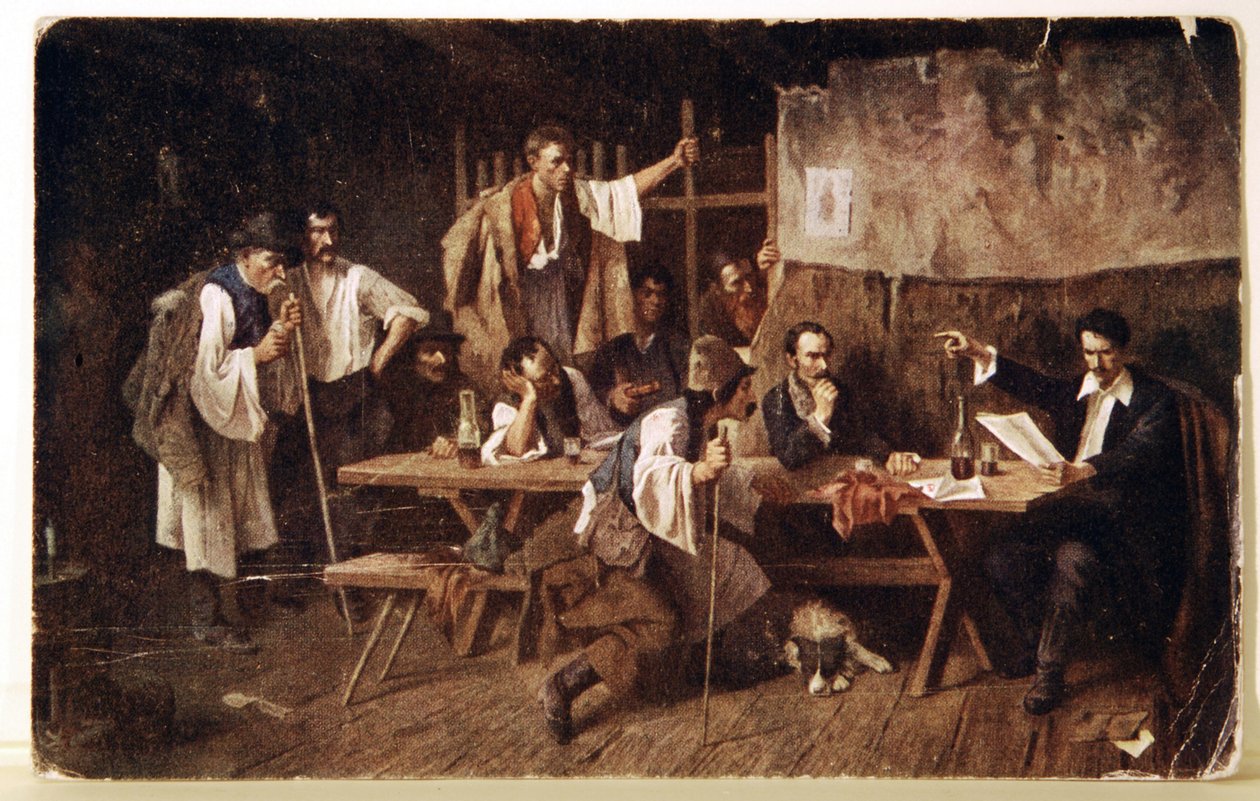 Literatur. Der ungarische Dichter Petofi, ca. 1848 Postkarte, Ungarn, ca. 1900 von Unbekannter Künstler
