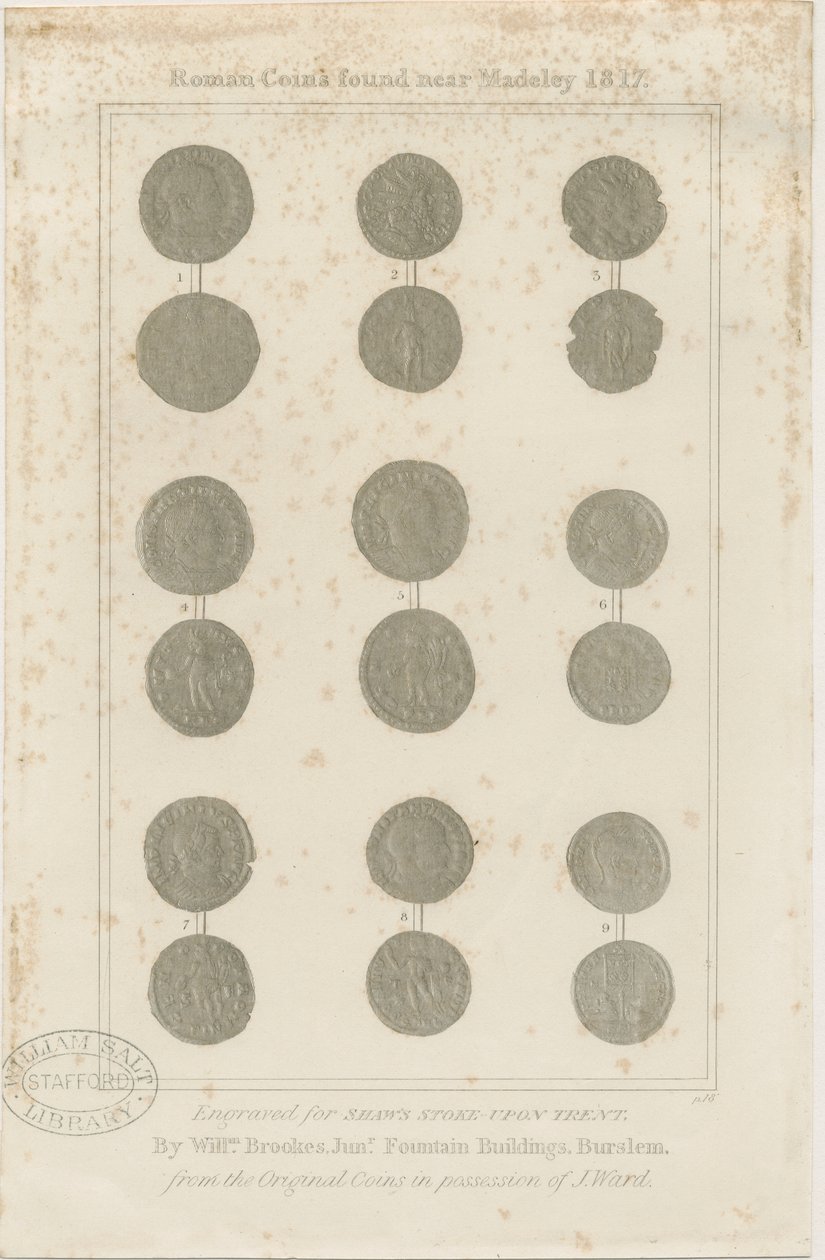 Madeley - Römische Münzen: Gravur, undatiert [um 1817] von Unbekannt
