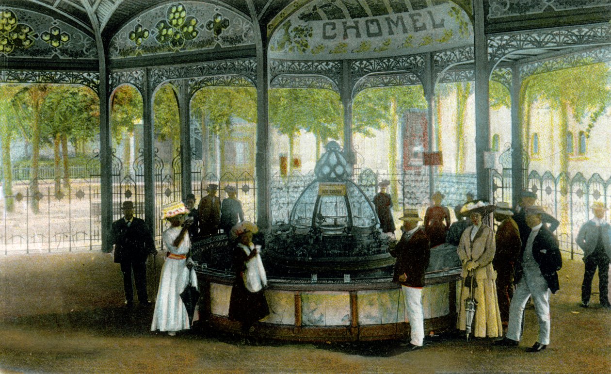 Medizin. Chomel-Quelle in Vichy, Frankreich. Postkarte, Frankreich, ca. 1900. von Unbekannter Künstler
